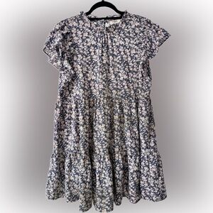 Umgee Navy and Peach Floral Babydoll Dress